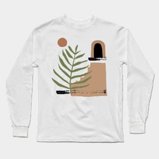 Minimal Modern  Abstract Shapes  Warm Tones  Design Long Sleeve T-Shirt